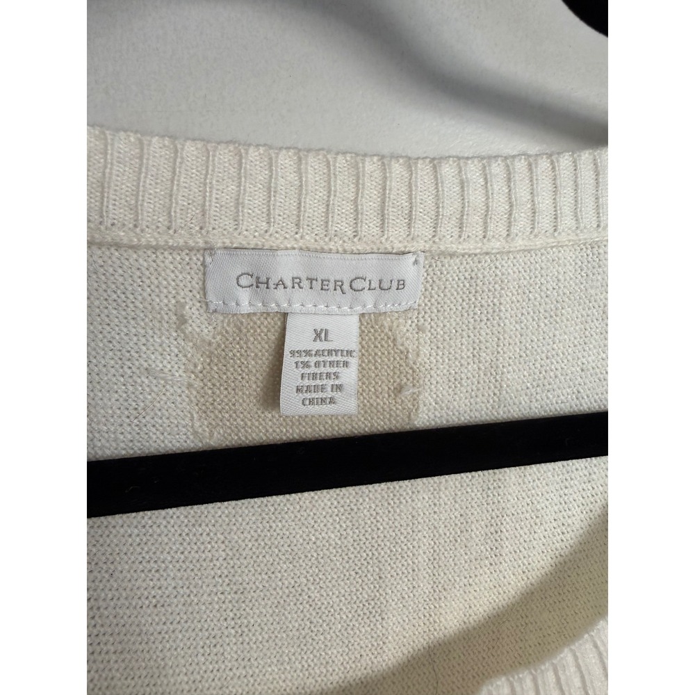 Charter Club Cream Polka Dot Dolman Sleeve Sweater XL‎ Preppy Holiday - Picture 2 of 7